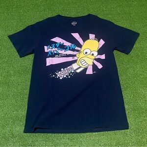 The Simpsons Anime Homer Japan Mr.Sparkle T-Shirt Blue Size Small